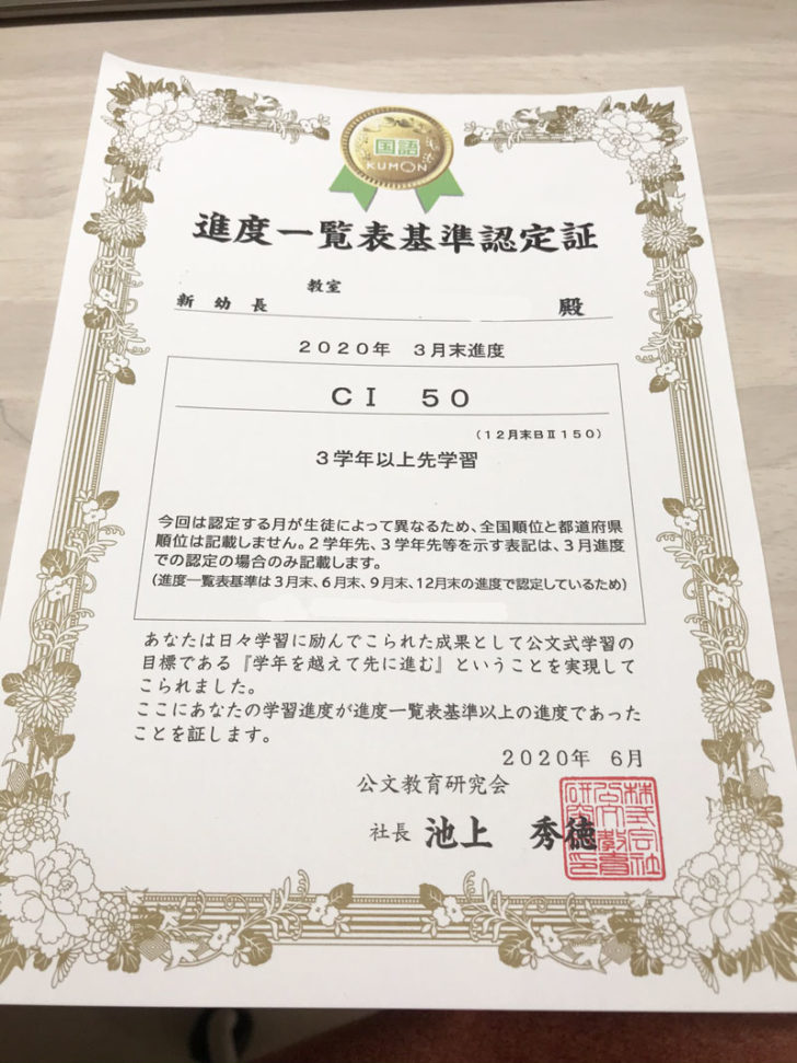 kumon,公文,認定,進度,記念品,トロフィー